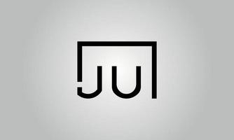 Letter JU logo design. JU logo with square shape in black colors vector free vector template.