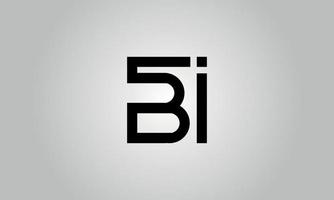 Letter BI logo design. BI logo with square shape in black colors vector free vector template.