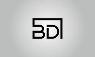 Letter BD logo design. BD logo with square shape in black colors vector free vector template.