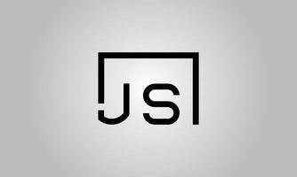 Letter JS logo design. JS logo with square shape in black colors vector free vector template.