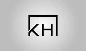 Letter KH logo design. KH logo with square shape in black colors vector free vector template.