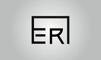 Letter ER logo design. ER logo with square shape in black colors vector free vector template.