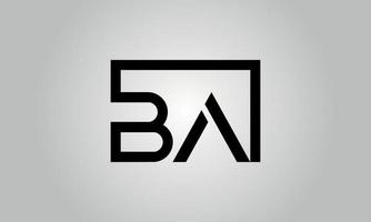 Letter BA logo design. BA logo with square shape in black colors vector free vector template.