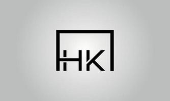 Letter HK logo design. HK logo with square shape in black colors vector free vector template.