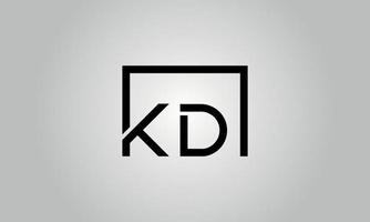 Letter KD logo design. KD logo with square shape in black colors vector free vector template.