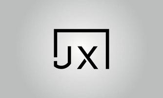 diseño del logotipo de la letra jx. jx logo con forma cuadrada en colores negros vector plantilla de vector libre.