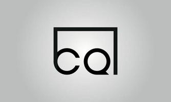 Letter CQ logo design. CQ logo with square shape in black colors vector free vector template.