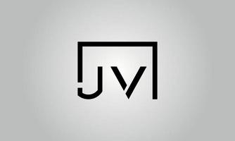 diseño del logotipo de la letra jv. jv logo con forma cuadrada en colores negros vector plantilla de vector libre.