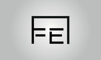 Letter FE logo design. FE logo with square shape in black colors vector free vector template.