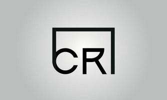 Letter CR logo design. CR logo with square shape in black colors vector free vector template.