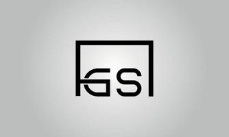 Letter GS logo design. GS logo with square shape in black colors vector free vector template.