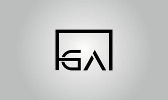 Letter GA logo design. GA logo with square shape in black colors vector free vector template.
