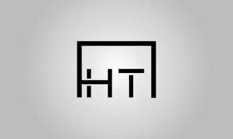 Letter HT logo design. HT logo with square shape in black colors vector free vector template.