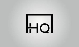 Letter HQ logo design. HQ logo with square shape in black colors vector free vector template.