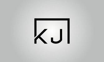 Letter KJ logo design. KJ logo with square shape in black colors vector free vector template.