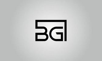 Letter BG logo design. BG logo with square shape in black colors vector free vector template.