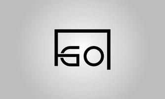 Letter GO logo design. GO logo with square shape in black colors vector free vector template.