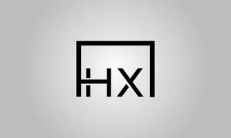 Letter HX logo design. HX logo with square shape in black colors vector free vector template.