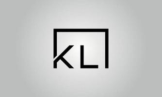 Letter KL logo design. KL logo with square shape in black colors vector free vector template.