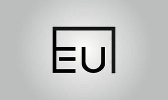 Letter EU logo design. EU logo with square shape in black colors vector free vector template.