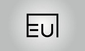 Letter EU logo design. EU logo with square shape in black colors vector free vector template.