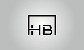 Letter HB logo design. HB logo with square shape in black colors vector free vector template.