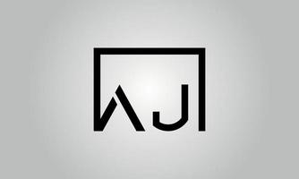 diseño del logotipo de la letra aj. logotipo de aj con forma cuadrada en colores negros vector plantilla de vector libre.