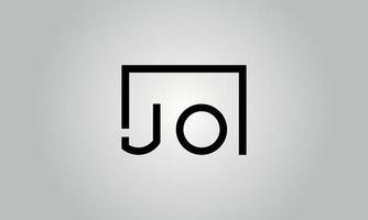 Letter JO logo design. JO logo with square shape in black colors vector free vector template.