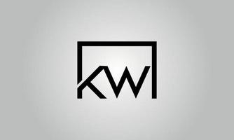 Letter KW logo design. KW logo with square shape in black colors vector free vector template.