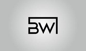 Letter BW logo design. BW logo with square shape in black colors vector free vector template.