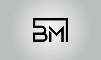 Letter BM logo design. BM logo with square shape in black colors vector free vector template.