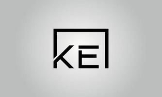 Letter KE logo design. KE logo with square shape in black colors vector free vector template.