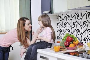 happy daughter and mom in kitchen photo