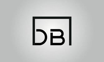 Letter DB logo design. DB logo with square shape in black colors vector free vector template.