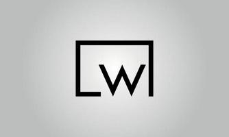 Letter LW logo design. LW logo with square shape in black colors vector free vector template.