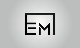 Letter EM logo design. EM logo with square shape in black colors vector free vector template.
