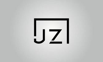 Letter JZ logo design. JZ logo with square shape in black colors vector free vector template.