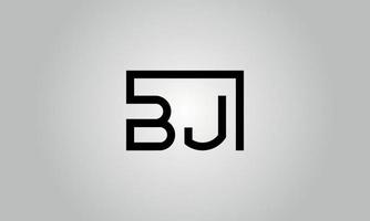 Letter BJ logo design. BJ logo with square shape in black colors vector free vector template.