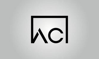 Letter AC logo design. AC logo with square shape in black colors vector free vector template.