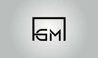 Letter GM logo design. GM logo with square shape in black colors vector free vector template.