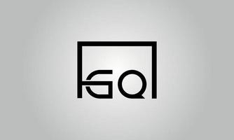 Letter GQ logo design. GQ logo with square shape in black colors vector free vector template.