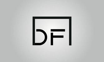 Letter DF logo design. DF logo with square shape in black colors vector free vector template.