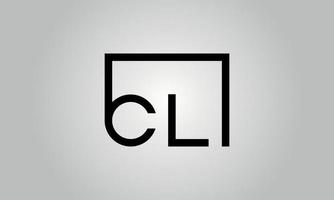 Letter CL logo design. CL logo with square shape in black colors vector free vector template.