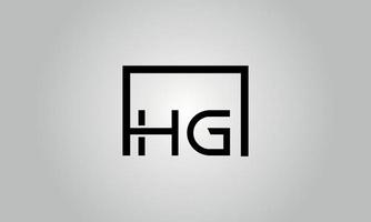 Letter HG logo design. HG logo with square shape in black colors vector free vector template.