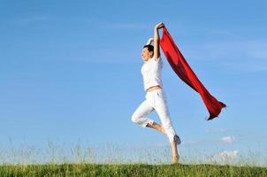 woman meadow scarf photo