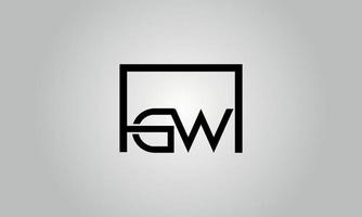 Letter GW logo design. GW logo with square shape in black colors vector free vector template.