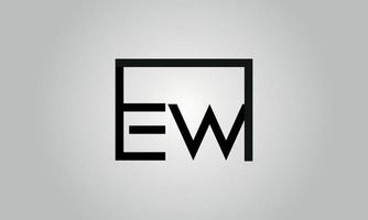 diseño del logotipo de la letra ew. ew logo con forma cuadrada en colores negros vector plantilla de vector libre.