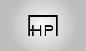 Letter HP logo design. HP logo with square shape in black colors vector free vector template.