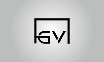 Letter GV logo design. GV logo with square shape in black colors vector free vector template.