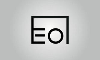 Letter EO logo design. EO logo with square shape in black colors vector free vector template.